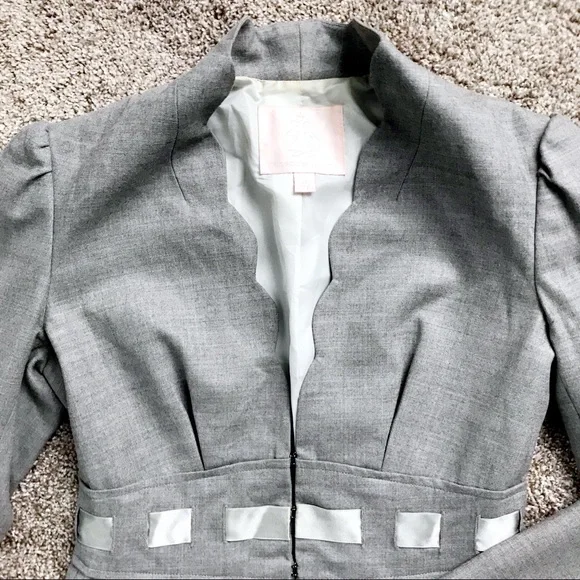 Rebecca Taylor Scalloped Grey Blazer